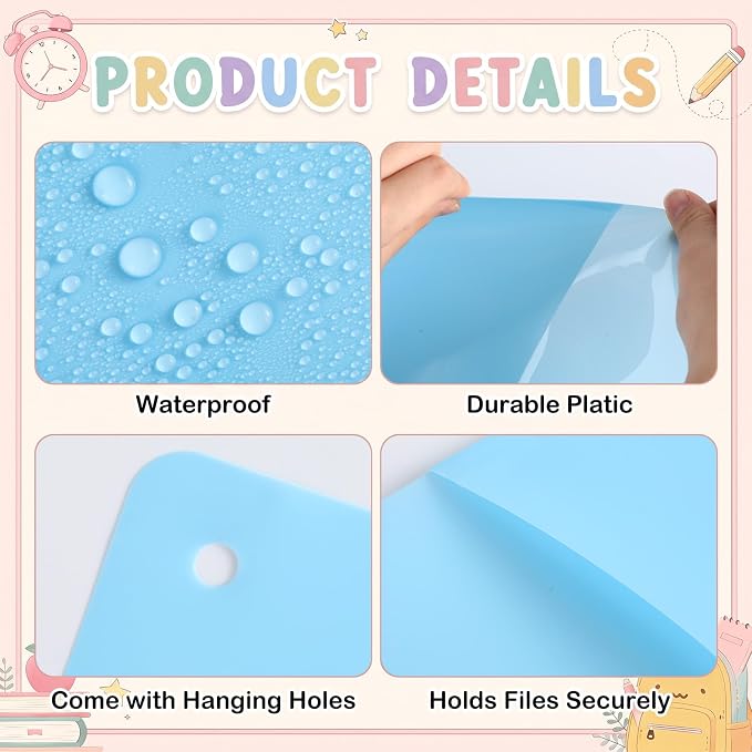 12Pcs Plastic Oversized Wall Pockets 12.6 X 9.4 Inch Hanging Wall File Organizer Hanging File Folders Holder Mail Organizer for Back to School Classroom Home Office Teaching Supplies (Pastel Color)