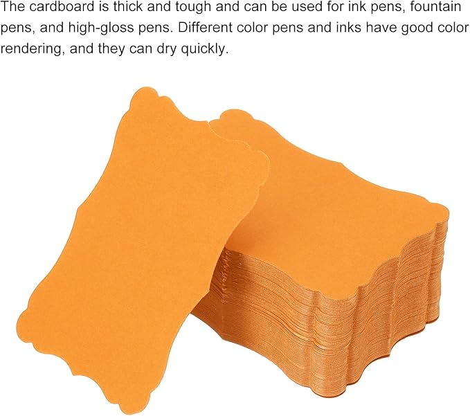 PATIKIL 3.7"x2.4" Blank Paper Business Cards, 120 Pack Small Index Flash Cards Words Message Note Card Mini Paper Tags Lace for DIY Gift, Orange