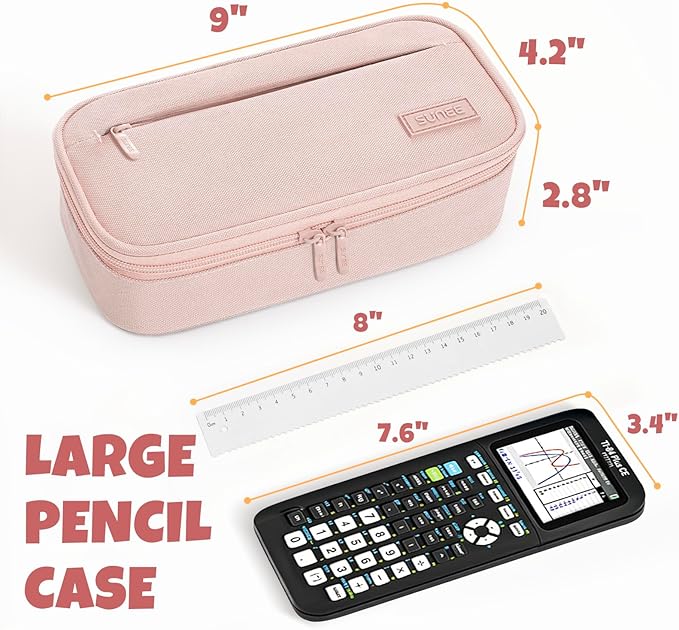 SUNEE Cute Pencil Case, Large Capacity Pencil Pouch, Big Storage Organizer for Stationery, Zipper Pen Bag, Back to School Supplies, Office Organizer Makeup Bag, for Teen Girl Boy Men Women, Pink
