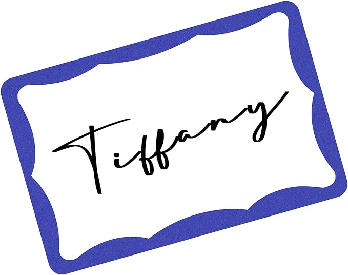 390Pcs Name Tags, 3in x 2in Name Tag Stickers, Name Tags Sticker for School Office Home(White with Blue Border)