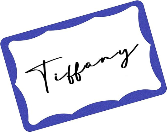 390Pcs Name Tags, 3in x 2in Name Tag Stickers, Name Tags Sticker for School Office Home(White with Blue Border)