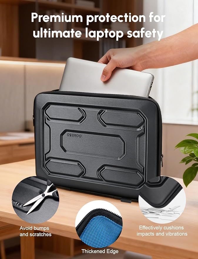 DOMISO 13.3 inch Laptop Sleeve Shoulder Bag Shockproof Waterproof Computer Bag EVA Protective Carrying Case Handbag for 13-13.3" Notebooks/13 MacBook Air/Pro Retina/Dell XPS 13/Samsung/HP, Black