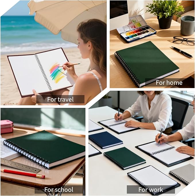 Notebook Spiral Notebook 8.5" x 11"-4 Pack Notebook 120 Pages 100 GSM Thick Blank Sketchbook Hardcover Journal for School (4 BLANK, Mult-color)
