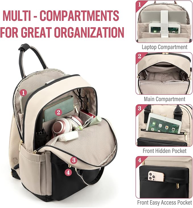 LOVEVOOK Travel Laptop Backpack Women Anti-theft Laptop Bag with USB Port Waterproof Computer Backpack for Nurse College Work