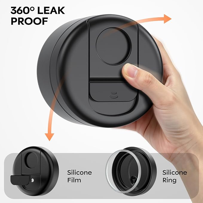 14 oz Kids Thermo for Hot Food, Leakproof Insulated Vacuum Jar/Black | 316 stainless steel wide mouth buckle lid BPA free pasta soup small hand friendlly keep food hot and cold school lunch picnic