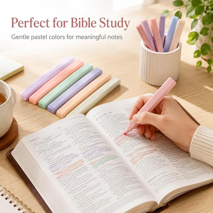 Pastel Highlighters, 12 Pack Chisel Tip Bible Highlighters No Bleed | Assorted Soft Colors for Bible Study, Journaling, Notes, School and Office Supplies, Back to School, Classroom Must Have