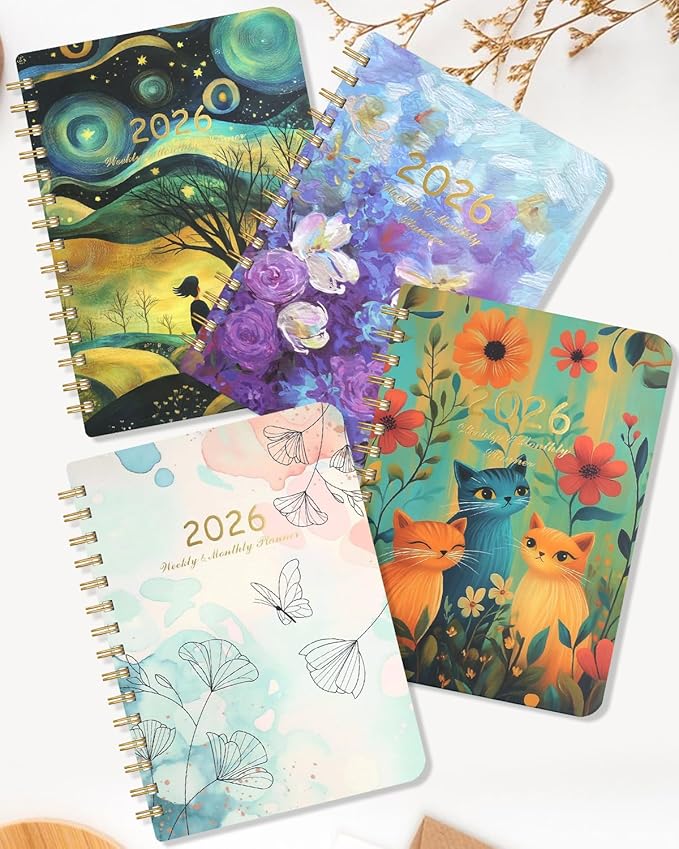 2026 Weekly and Monthly Planner - 2026 Hardcover Calendar Planner, Jan. 2026 - Dec. 2026, Daily Agenda Book with Tabs, Twin-Wire Binding, Back Pocket, School Teacher Student Supplies, A5(6.3" x 8.5") (Butterfly)