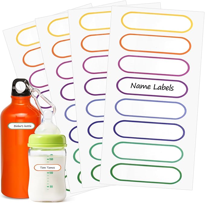 Waterproof Name Labels for Kids Child - Self-Laminating,Dishwasher Safe Name Stickers for Daycare,School Supplies,Toddler Baby Bottles,Sippy Cups,Travel Size Water Bottles - Washable,136 PCS.