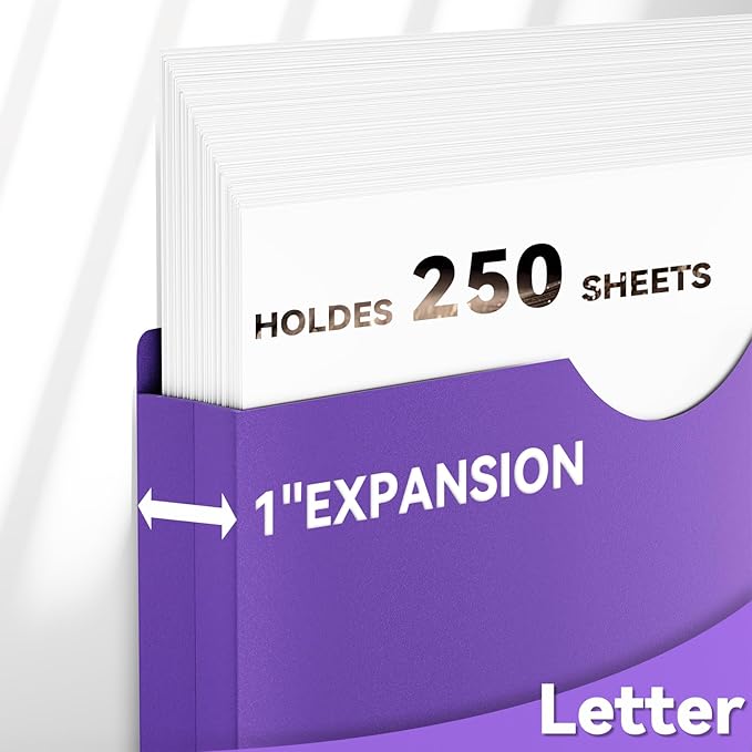 Plastic Expanding File Jacket Letter Size,1 Inch Reinforced Expandable Sides Manila Folders,8.5x11 Job Folders File Jackets,12 Pack Colored Project File Pockets with Straight-Cut Tabs