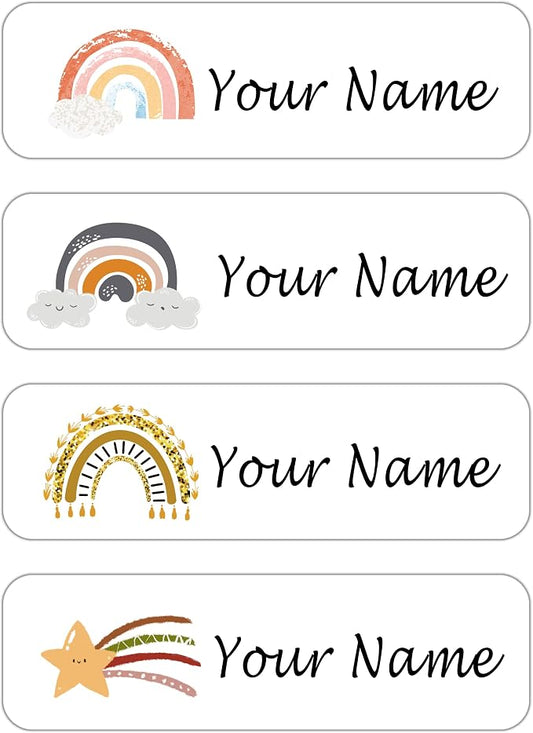 Custom Waterproof Dishwasher Safe Kid Name Labels for Daycare(128 Pack), Camp, School Supply, Baby Bottles, Lunch Boxes and Cups, Travel. Cute Personalized Design Name Stickers (Pattern 11)
