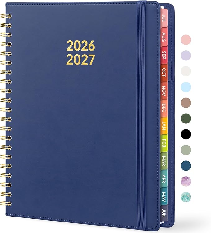 Forvencer Planner 2026-2027, Academic Planner Weekly & Monthly, Vegan Leather Cover Calendar Planner, July 2026 - June 2027, 8.5" x 11", Daily Agenda with Tabs, Student Teacher Planning Organizer