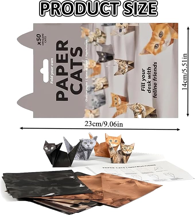 AHHALFFY 50 Piece Dinosaur Origami Paper Craft Kit – Fold Your Own Prehistoric Creatures, Fun DIY Activity for Kids, Educational Gift for Boys & Girls(Dinosaur)