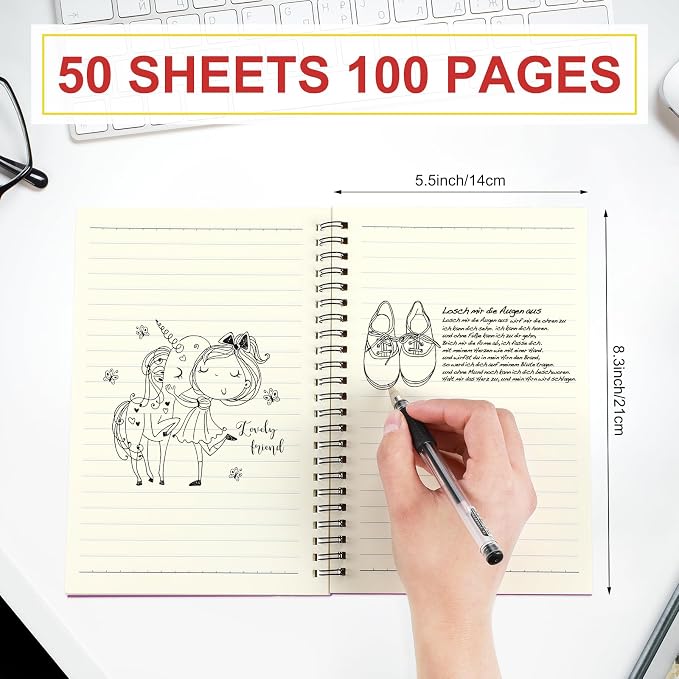 Yahenda 6 Pcs Spiral Notebooks, 1 Subject, Wide Ruled, Mixed Colors