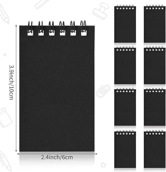 Hooqict 24 Pack Small Pocket Notebook Black Mini Notebooks Party Favors Bulk Spiral Notepads with Lined Pages, Memo Pads Pocket Size for Work, Office, Travel, Classroom, 3.9 x 2.4 Inches