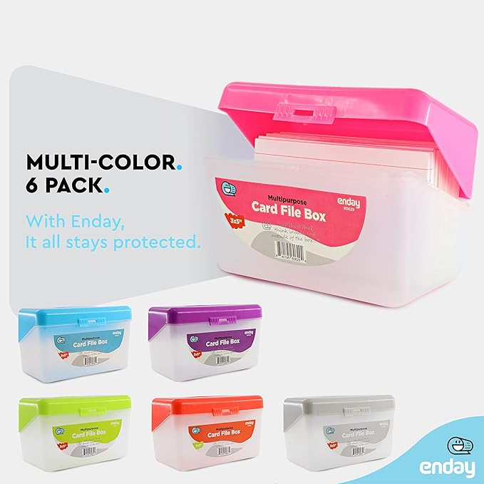 Enday Index Card Box Pink 3x5 Index Card Holder, Index Card Organizer, Flash Card Holder, Holds 250 Cards. (36 PC)