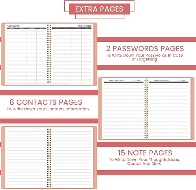 2026-2027 Monthly Planner - 2026-2027 9'' x 11'' Monthly Planner/Calendar from JUL. 2026 - DEC. 2027, 12-Months Calendar Spiral Bound with Soft Leather Cover, 15 Note Pages, Tabs, Inner Pocket