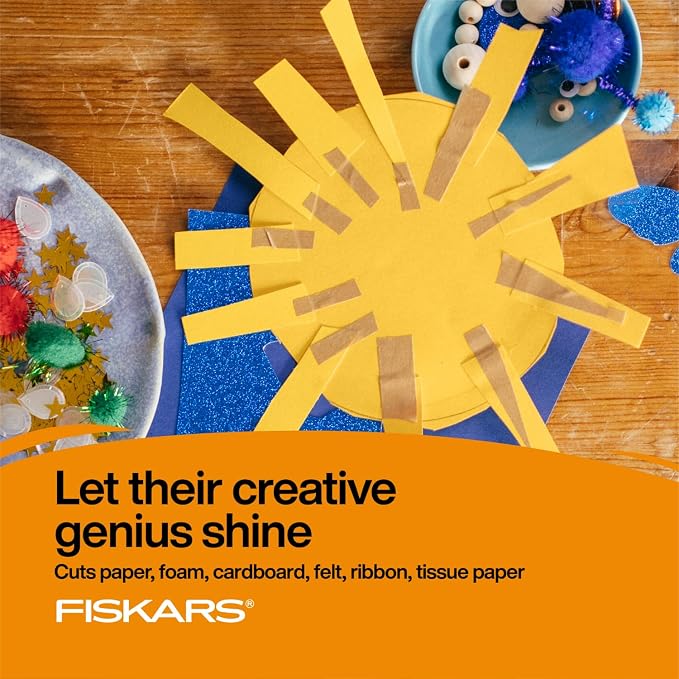 Fiskars 5" SoftGrip Blunt-Tip Scissors for Kids Ages 4-7 (3-Pack), Scissors for School or Crafting, Back to School Supplies, Blue, Purple, and Pink Designs