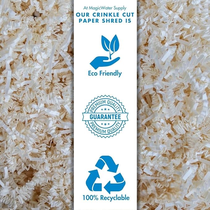 MagicWater Supply - 2 oz - Cream - Soft & Thin Crinkle Cut Paper Shred Filler great for Gift Wrapping, Basket Filling, Birthdays, Weddings, Anniversaries, Valentines Day, and other occasions