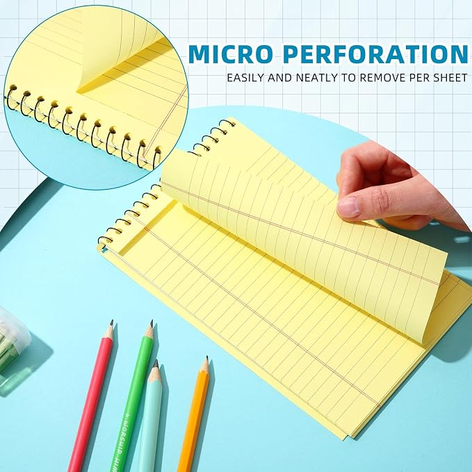25 Pack Pastel Colored Legal Pads Top Bound Spiral Notebook College Ruled Steno Pads 8.5 x 11, 5 x 8 Inch Hard Cardboard Paper Notepad for Office School (5x8 Inch)