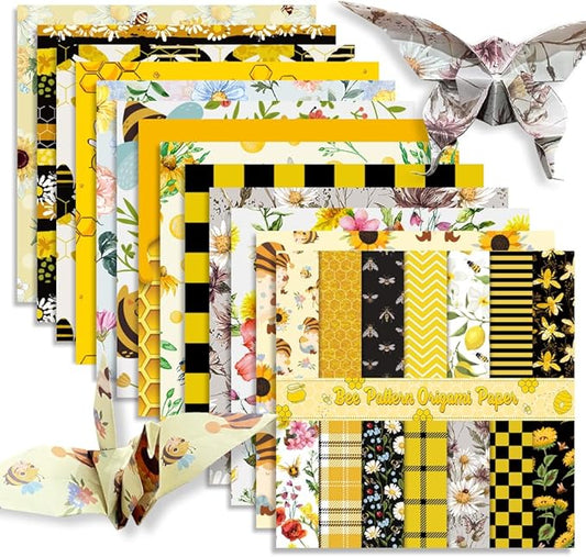 Square Origami Paper 6x6 Double Sided 50 Sheets 50 Colors 70GSM Origami Kit Japanese Chiyo Easy Fold Arts Crafts DIY Handwork Bee