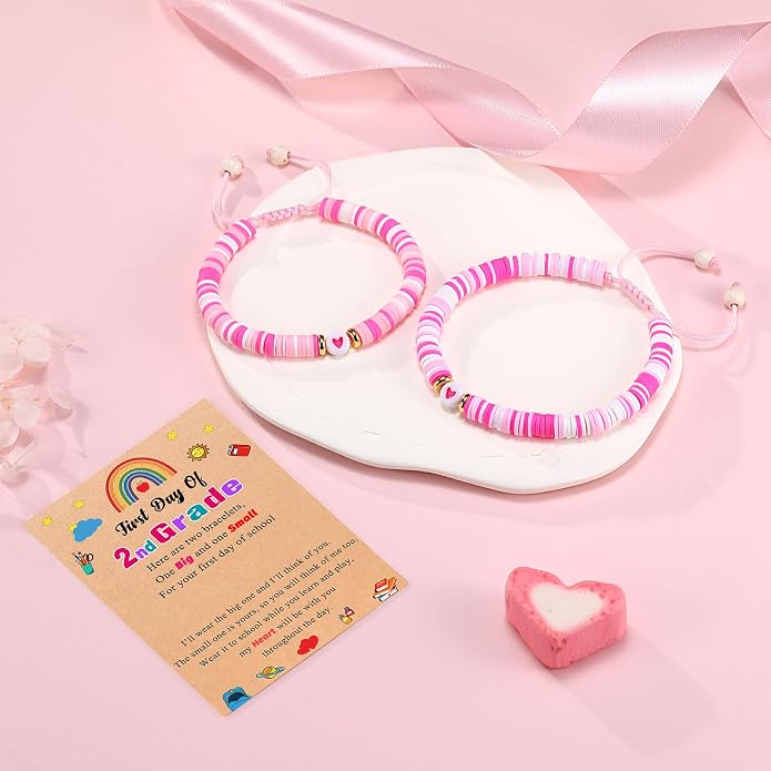 UPROMI First Day of Preschool/Kindergarten/1st Grade/2nd Grade/School Gift, Back to School Bracelet Mommy and Me Dad and Son