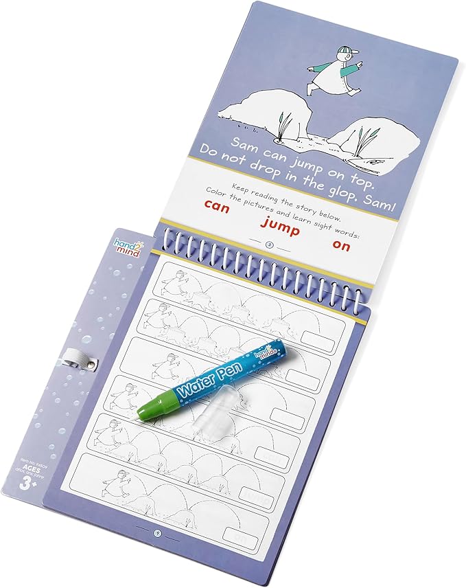 hand2mind Bob Books Water Workbook- Sight Words Kindergarten 1, Water Reveal Coloring Book for Toddlers, Mess Free Painting, Learn to Read, Quiet Time Activities for Kids 3-5, Kids Travel Must Haves