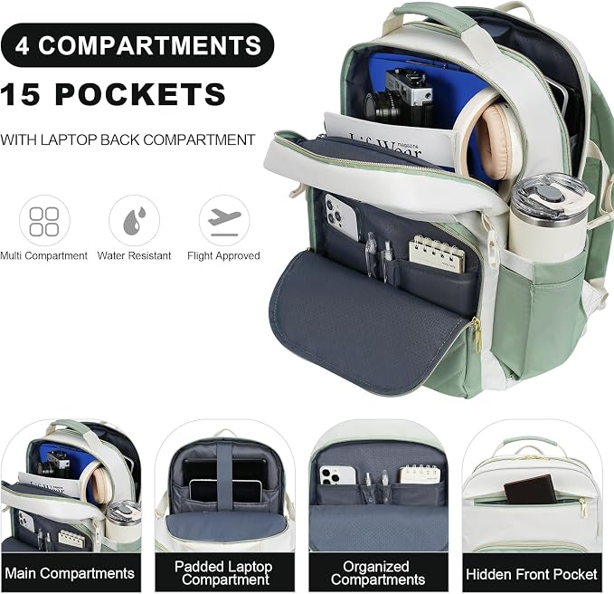 VANKEAN 18 Inch Laptop Backpack for Women Large Capacity | Waterproof Backpacks Stylish Travel Bags Casual Daypacks for College, Business