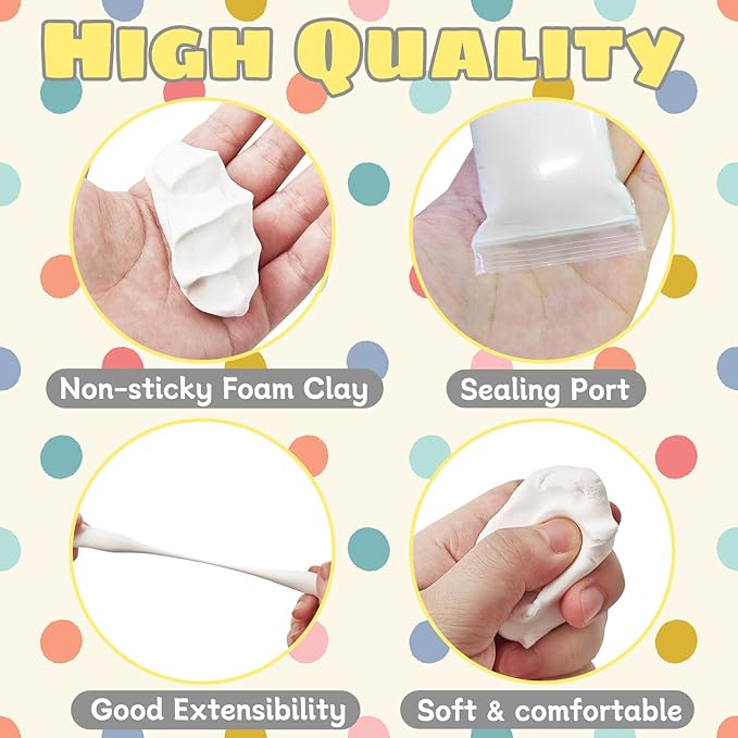 36 Pack White Air Dry Foam Clay,12.6oz Modeling Foam Clay,White Soft Modeling Clay for Arts & Crafts,Birthday Gift,Family & Classroom Rewards