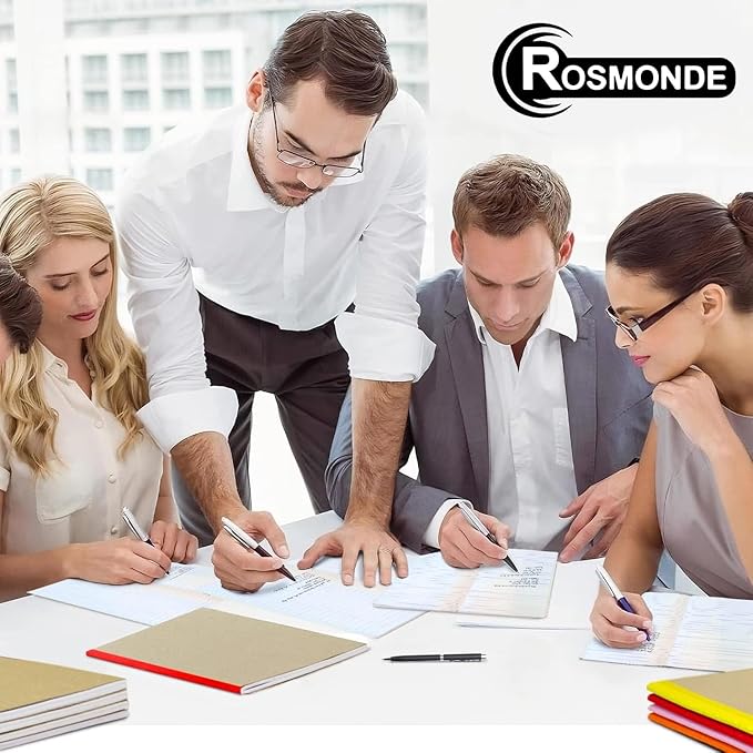 Rosmonde 12 Pack Kraft Journals A5, Extra Pages - 120 Pages (60 Sheets), College Ruled, 8 x 5.7 Small Notebooks, Rainbow Spines, Kraft Composition Notebook Journals for School Home & Office