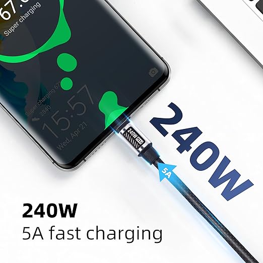 TBBGA 240W USB C to USB C Cable，5FT Nylon Braided Type C Fast Charging Cable for iPhone 16/16 Plus/16 Pro/16 Pro Max/15, MacBook Pro, iPad Pro,for Galaxy S25/S24，Switch, Pixel(Black)