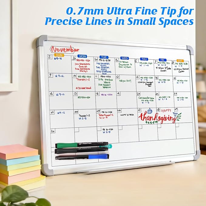 maxtek Low Odor Dry Erase Markers Mixed Tip, Whiteboard Markers Set 8 Count with 1 Magnetic Eraser