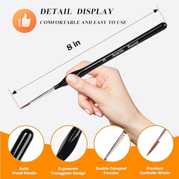 15 Pcs Miniature Brush Dry Brushes, Detail Paint Brushes for Acrylic Oil Watercolor Supplies, Miniature Models & Craft Painting with Triangular Handles