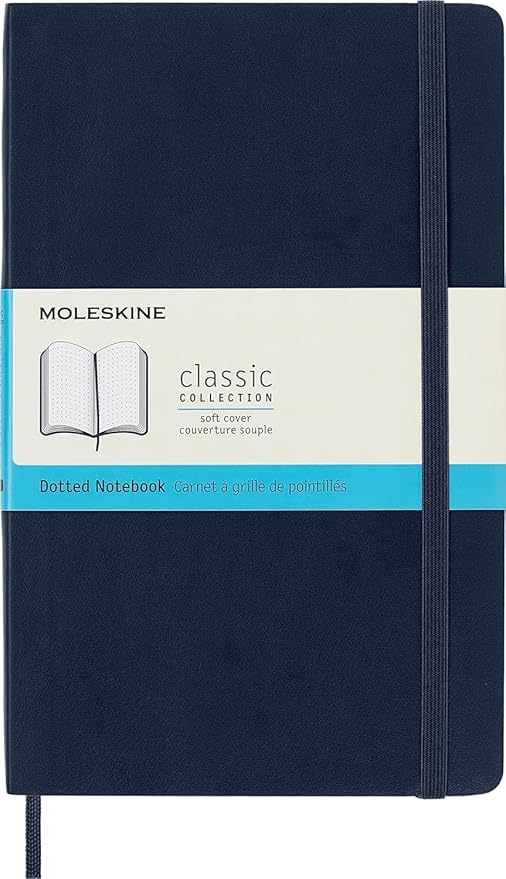 Moleskine Classic Notebook, Soft Cover, Large (5" x 8.25") Dotted, Sapphire Blue, 240 Pages