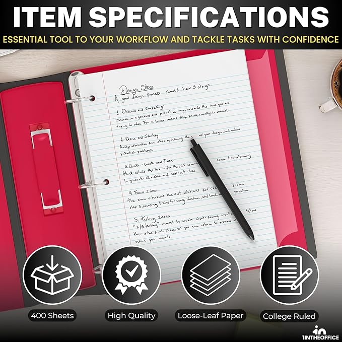 1InTheOffice Loose Leaf Paper College Ruled, Filler Paper 8 1/2" x 11", 400 Sheets (400 Sheets)