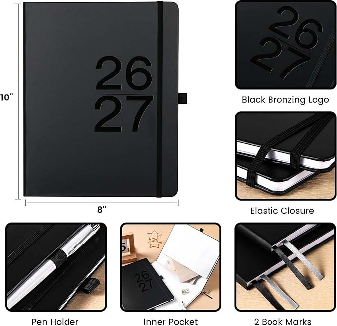 2026-2027 Planner - Weekly Monthly Planner 2026-2027, 8" x 10", JUL.2026 - JUN. 2027, Academic Calendar with Weekly Note Page, Hardcover, Pen Loop, Elastic Band, Inner Pocket