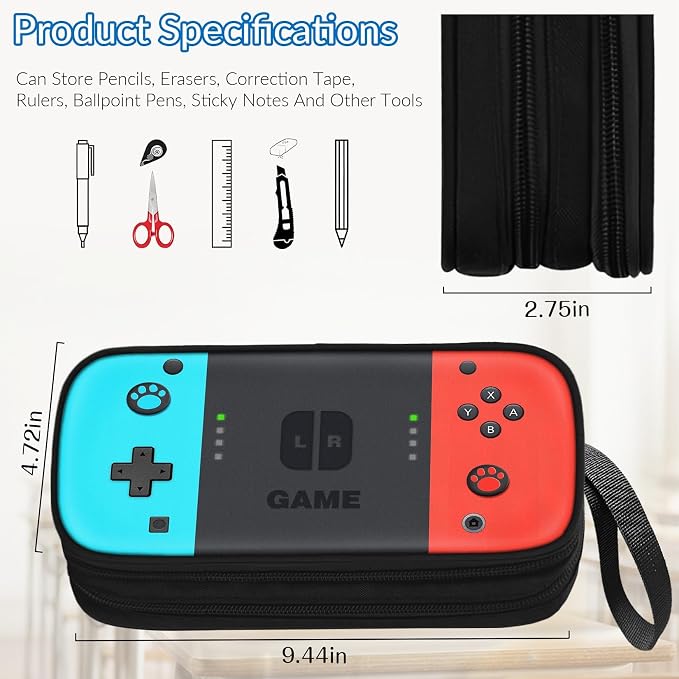 TILYTADLY Large Pencil Case for Boys - Boys Pencil Pouch with Zipper Compartments - Big Capacity Pen Box Gamer Pen Bag Organizer for Kids Teens School