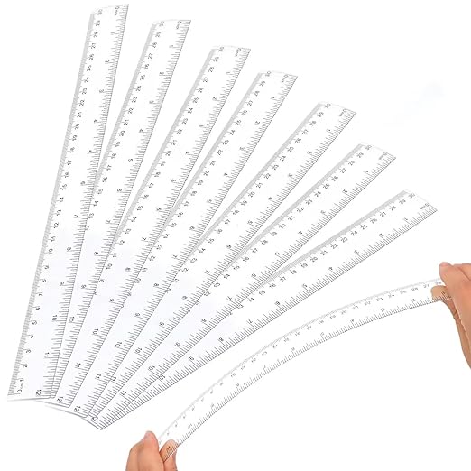 【Individually Wrapped】- 7 Pack Clear Plastic Ruler 12 inch, Transparent Straight Ruler with Metric and Inches, Drawing Ruler Set, Kids Rulers Bulk for Student Classroom School Office Home Supplies