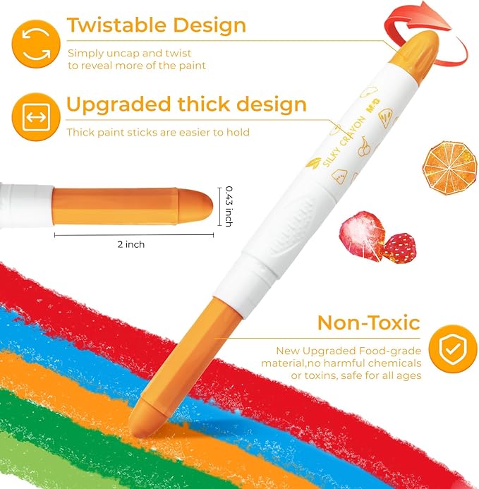 M&G 12 Colors Upgraded Food-grade Paint Sticks, Washable, Non- Toxic, Super Quick Drying, Stocking Stuffers Tempera paint sticks, Christmas Gift Idea for artists