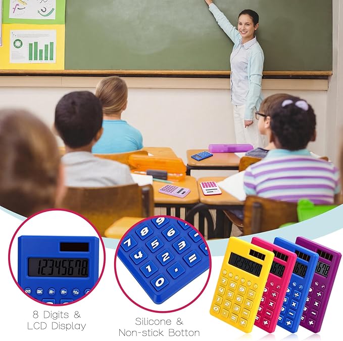 Yunsailing 48 Pcs Pocket Calculators Bulk Mini 8 Digit Handheld Calculator Small Basic Standard Calculator for Students Kids Teachers School Desktop Home Office, 3 Designs (Fresh)