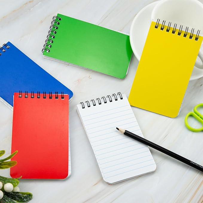 Fantasyon Top Bound Memo Books 3" x 5" Pocket Notebook Spiral Memo Pads For Home, Office, College, School，Lined College Ruled Paper，75 Sheets Per Notebook (10 Pack) (A7)