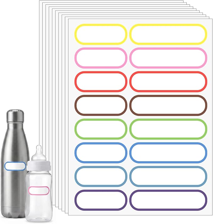 160 Pcs Name Labels for Kids Stuff Daycare, Name Tags Stickers | Self-Laminating Write-on Tag Stickers, Water Bottle Label, for School, & Home School Essentials