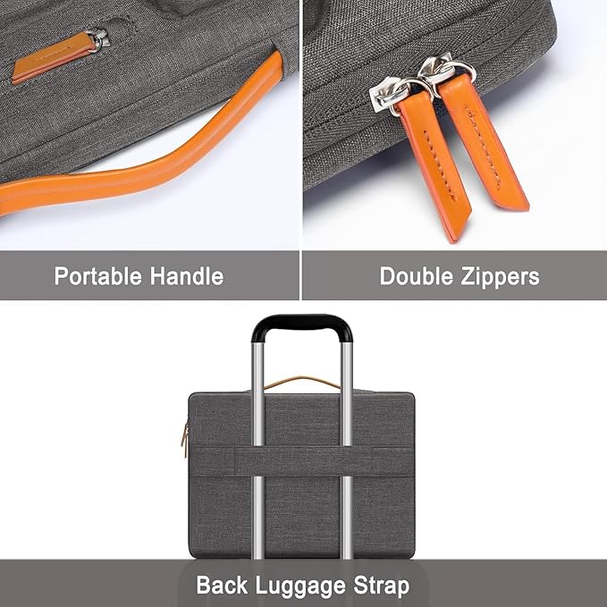 MOSISO 360 Protective Laptop Case 15 inch, 15 inch Laptop Sleeve Compatible with MacBook Air M5 M4 M3 M2 2026-2023, Dell XPS Plus, Side Open Carrying Case with 4 Zipper Pockets&Handle, Taupe Gray