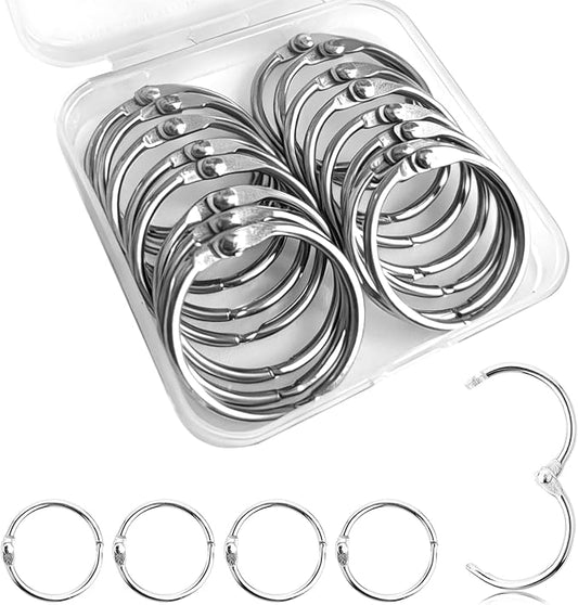 16PCS Book Binder Rings,1 Inch Metal Loose Leaf Rings for Flash Cards, Index Cards, Recipe Books and Key Chains, Small-Project Organizer for School, Office, Crafts