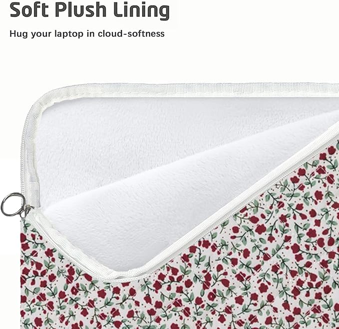 Puffy Laptop Sleeve 13-15.6 Inch Cute Quilted Laptop Protective Case Padded Floral Computer Sleeve for MacBook (B-red, 11 Inch)