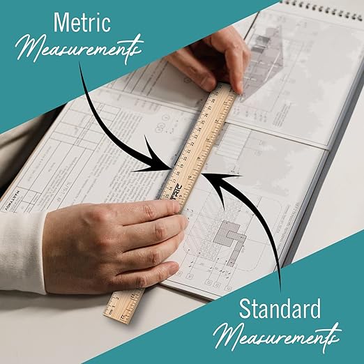 Rulers 12 Inch, Rulers Bulk for Classroom – Wooden Ruler for Kids 10 Pack Great for School, Classroom, Imperial and Metric Measurements for Office and Home