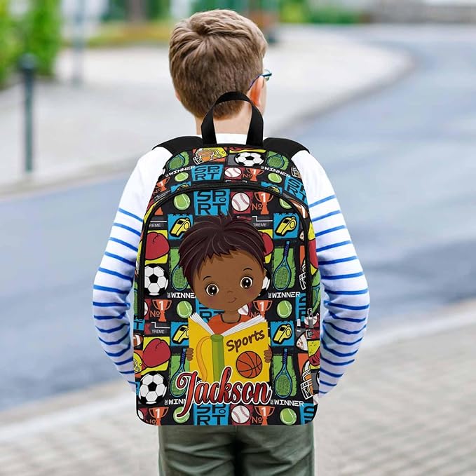 M YESCUSTOM Custom School Backpack for Boys, Personalized Name Boys Bookbag Elementary Sport School Bags Travel Laptop Back Pack Casual Daypacks