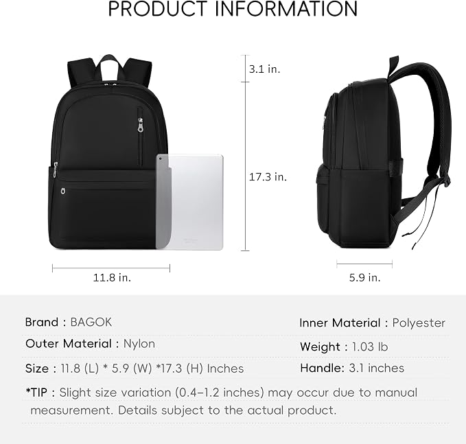 BAGOK Lightweight Nylon Backpack for Women & Men – Foldable, Large Capacity, Ideal for School, Travel & Work