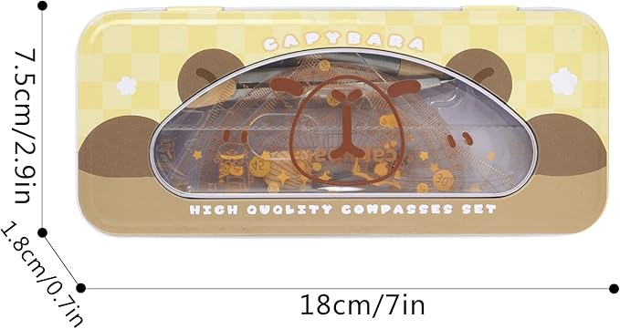 LABANCA 8 Pcs Compass Set with Protractor Rulers Pencil for Math Geometry (08336 Pattern B)
