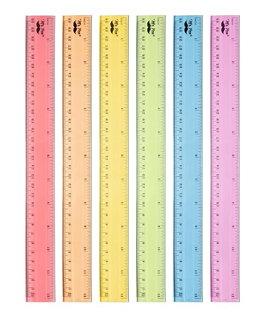 Mr. Pen- Plastic Ruler Set, 6 Pack, 12 Inch, Pastel Colors, Easy-to-Read Markings, Scratch-Resistant Design, Durable Transparent Rulers for Crafting Office & School, School Supplies
