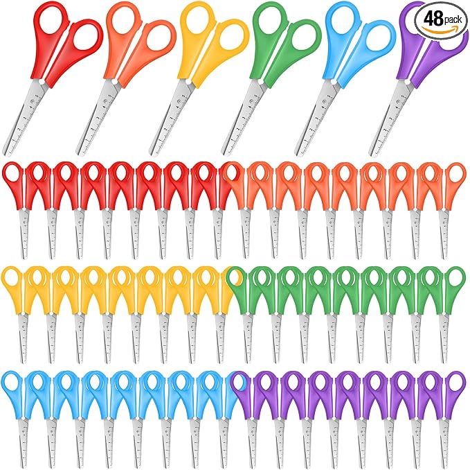 Kids Scissors Bulk of 48-Pack, Taotree 5" Kid Scissors for School Office | School Supplies, Craft Supplies, Small Blunt Tip Safety for Toddler Child Student Classroom Teacher Scrapbook Scrapbooking